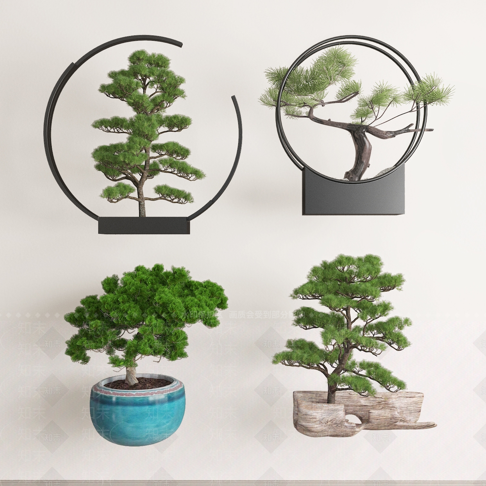 新中式盆栽3D模型下载【ID:386240825】