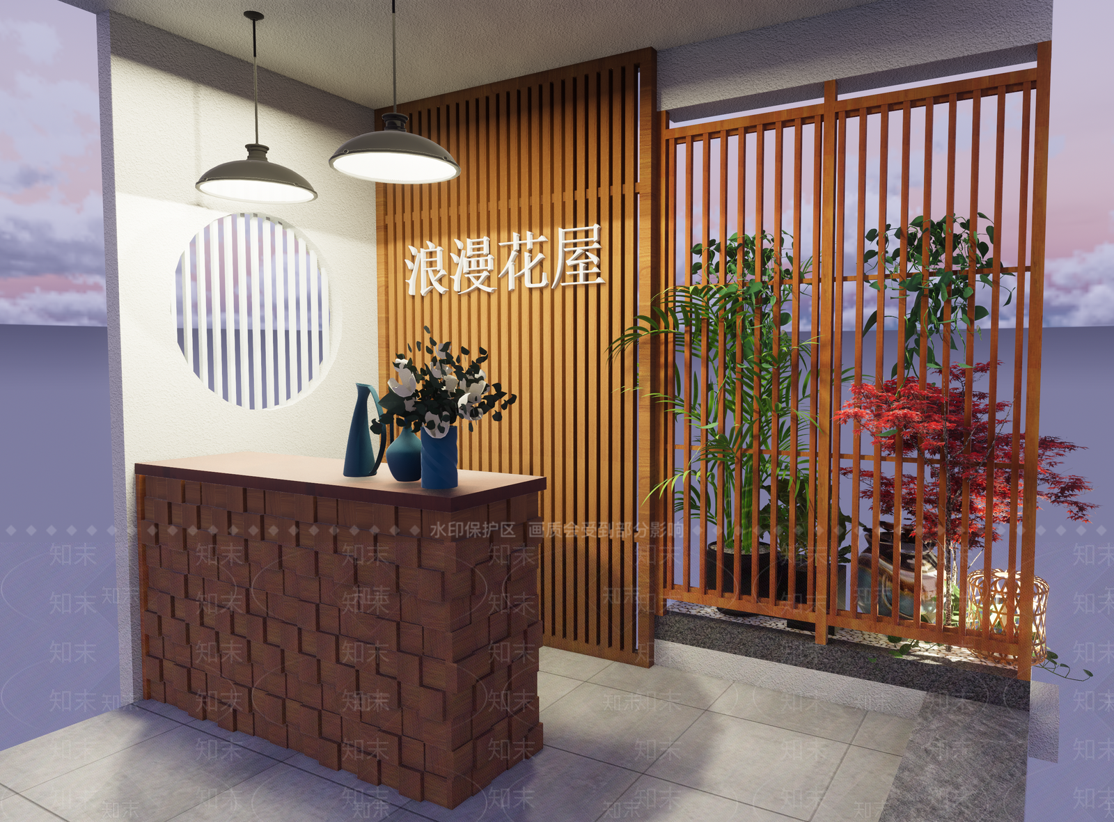 现代风格花店SU模型下载【ID:986244179】