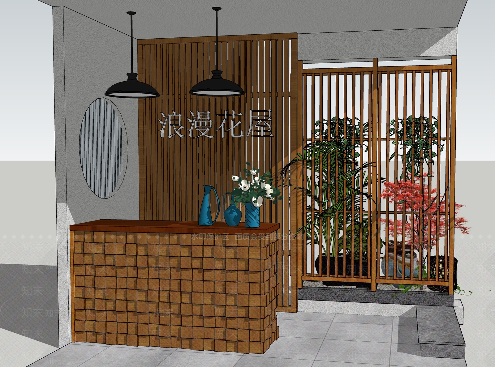 现代风格花店SU模型下载【ID:986244179】