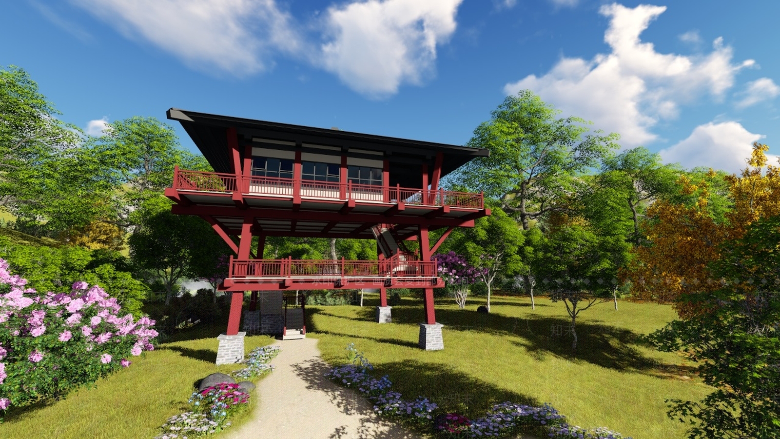 中式景区建筑SU模型下载【ID:386263732】