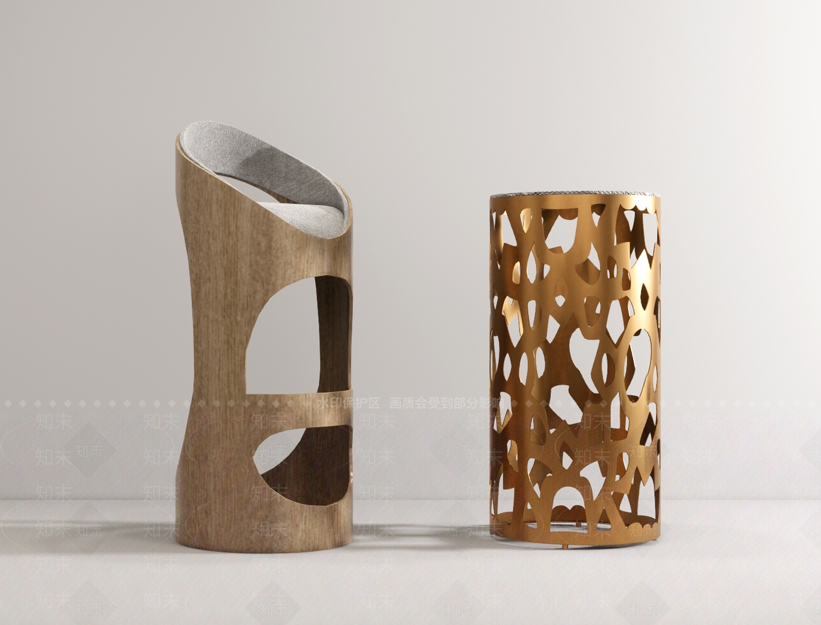 现代圆形吧椅组合SU模型下载【ID:186265125】