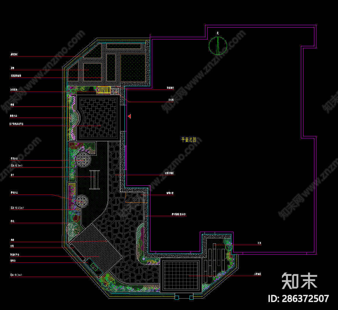 别墅庭院cad施工图下载【ID:286372507】