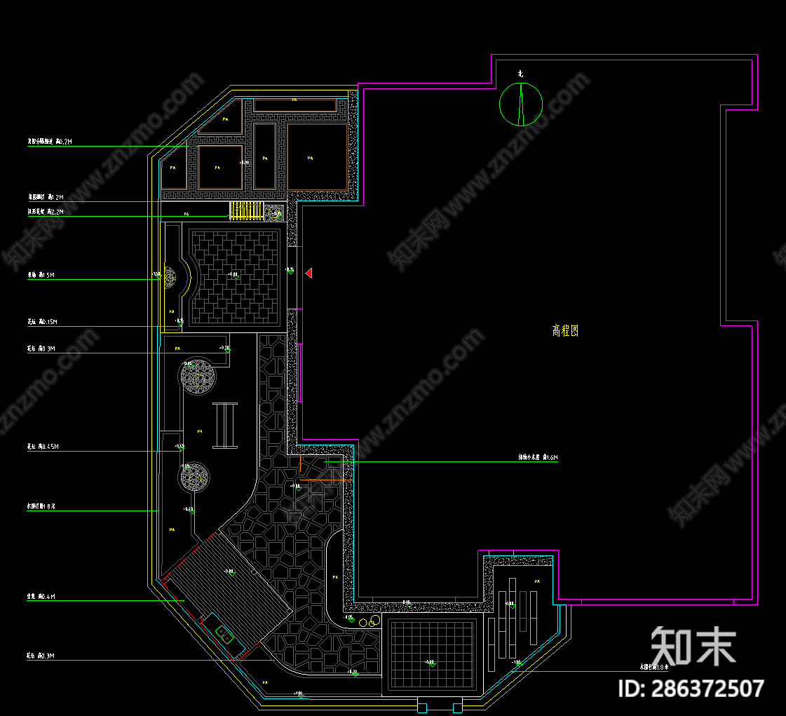 别墅庭院cad施工图下载【ID:286372507】