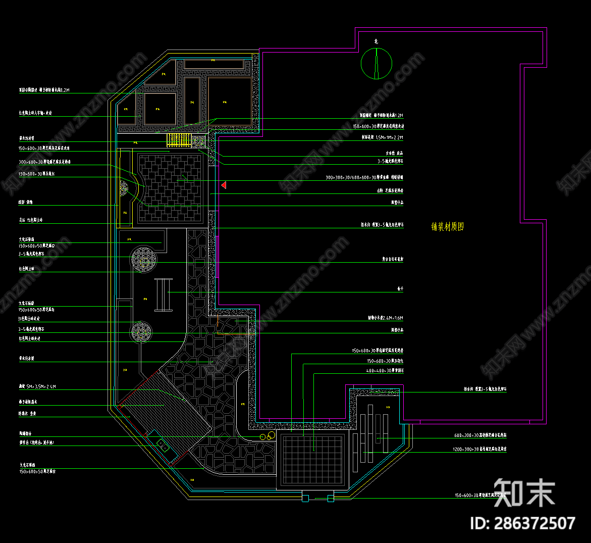 别墅庭院cad施工图下载【ID:286372507】