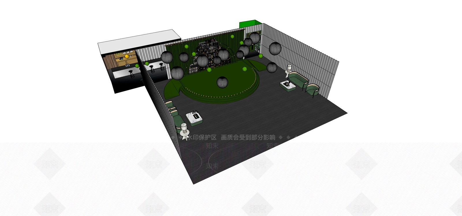 现代复古酒吧SU模型下载【ID:586330449】