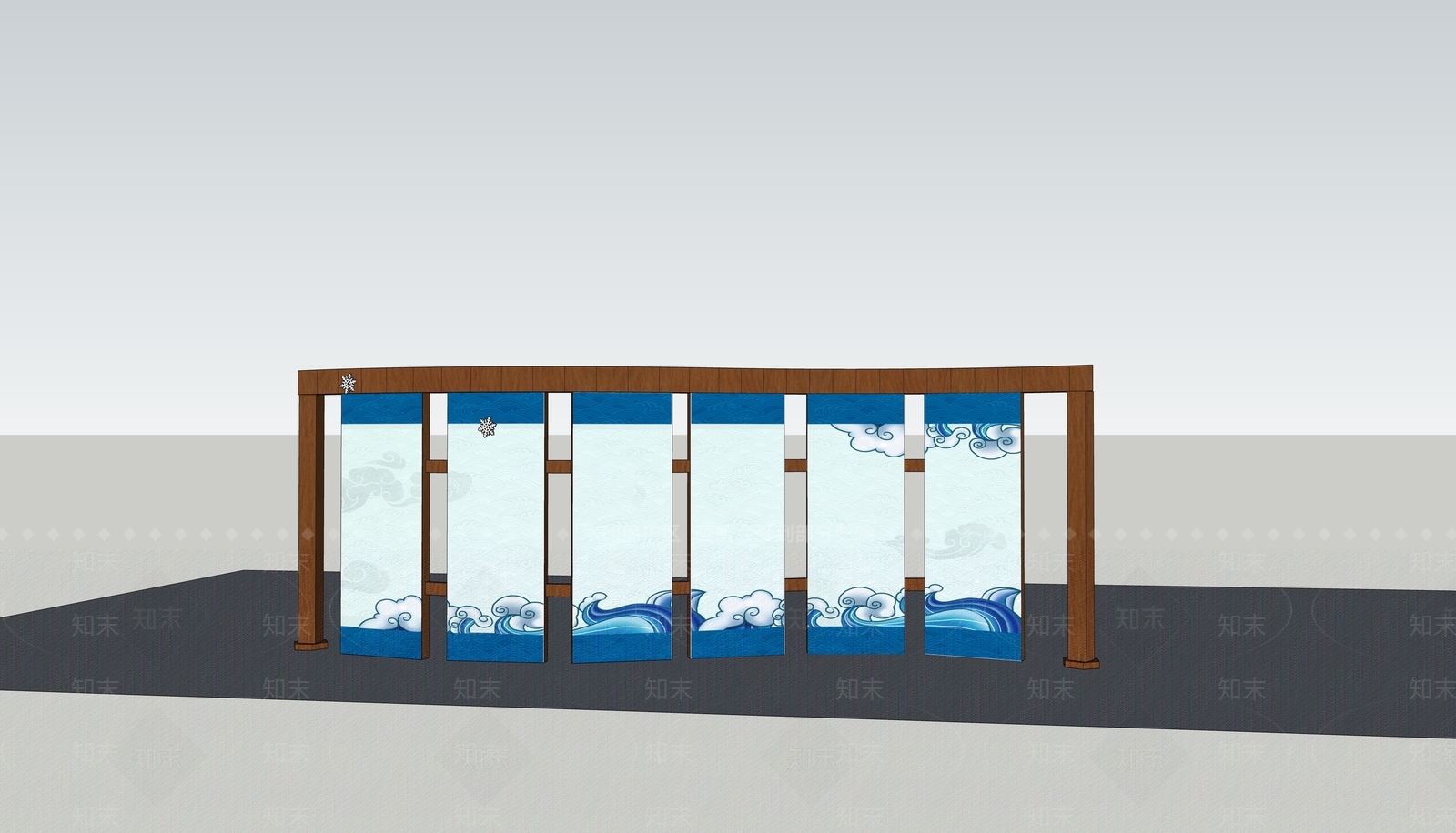 现代宣传长廊SU模型下载【ID:386336356】