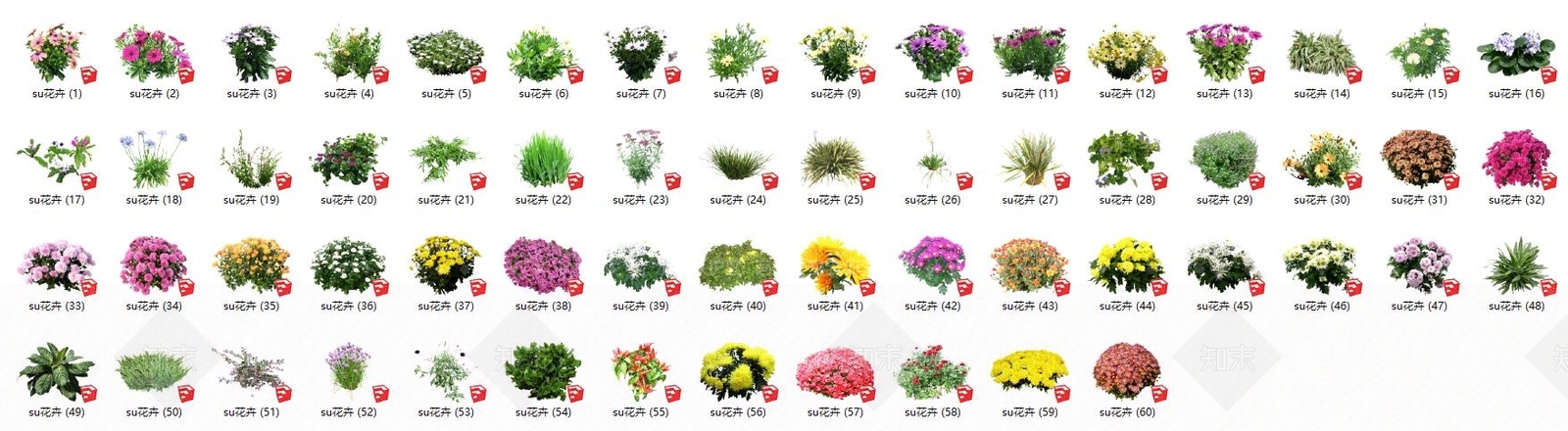现代花草SU模型草图