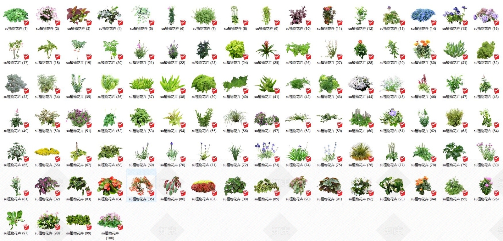 现代花草SU模型草图