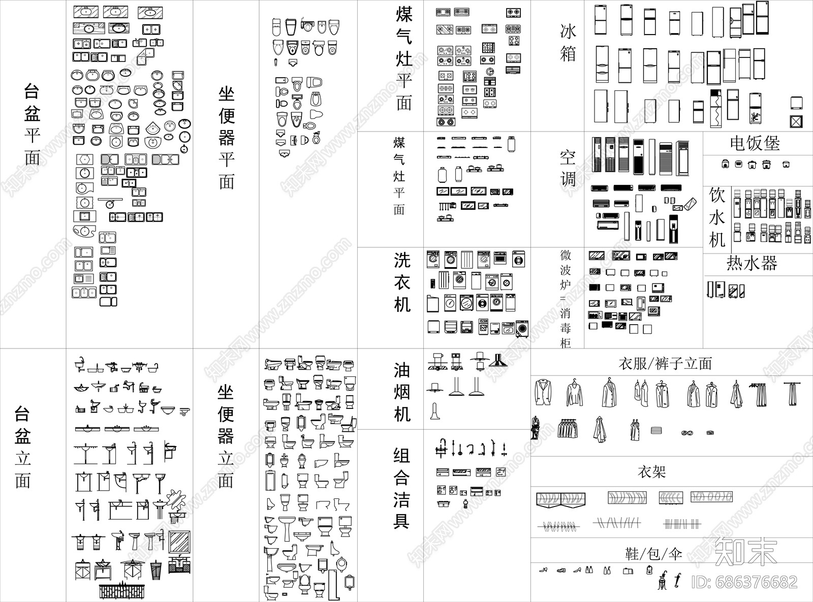 CAD家具图库cad施工图下载【ID:686376682】