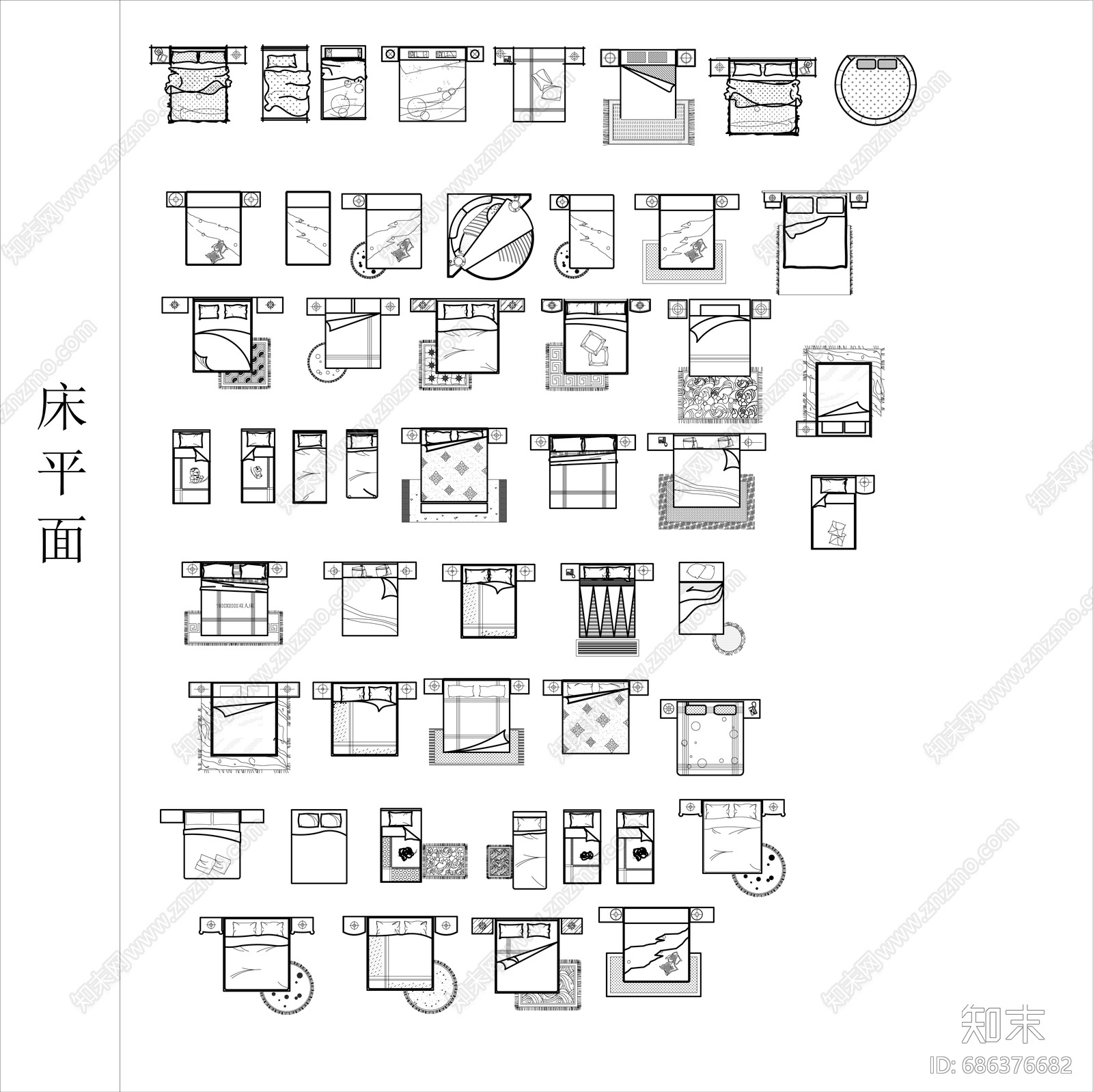 CAD家具图库cad施工图下载【ID:686376682】