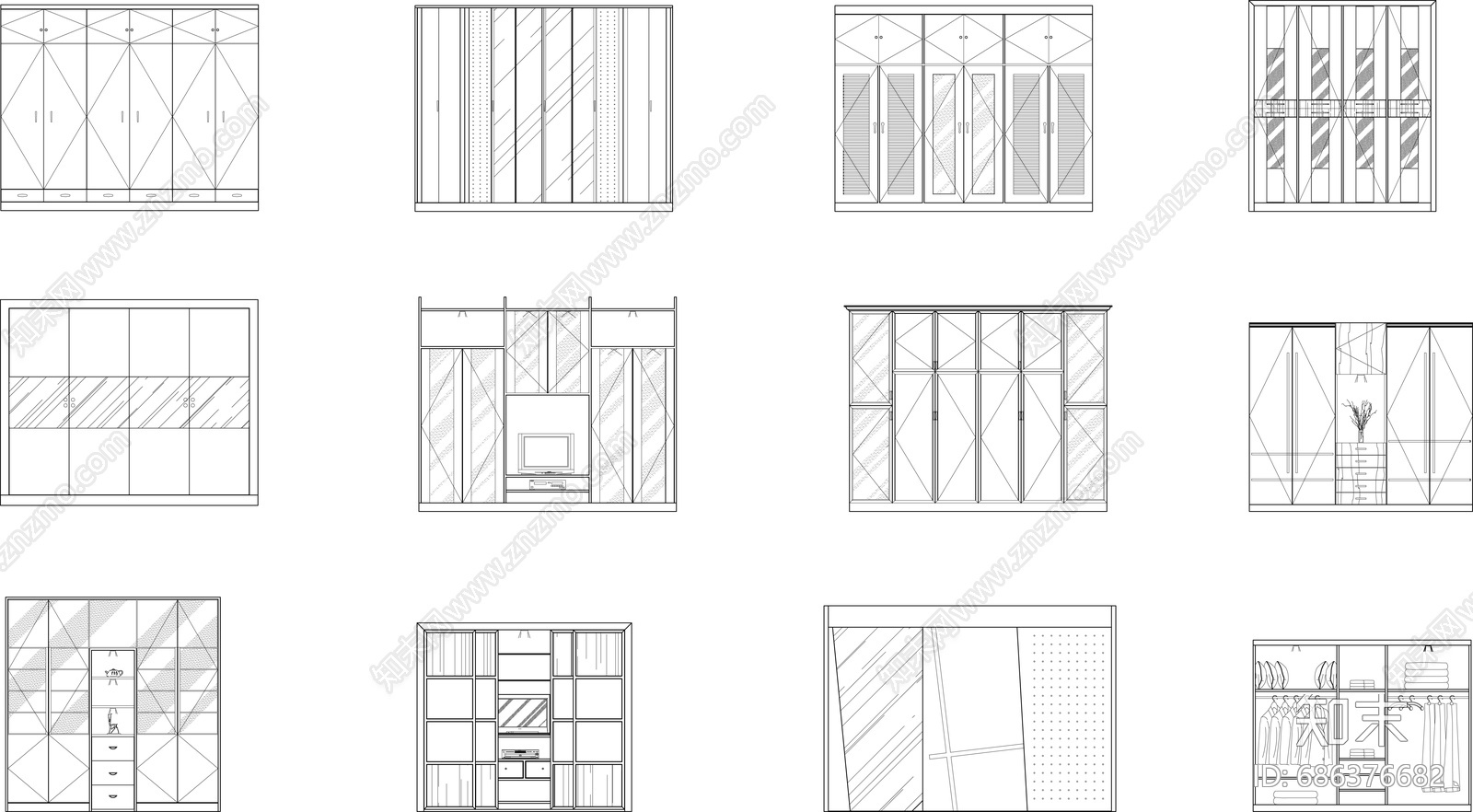 CAD家具图库cad施工图下载【ID:686376682】