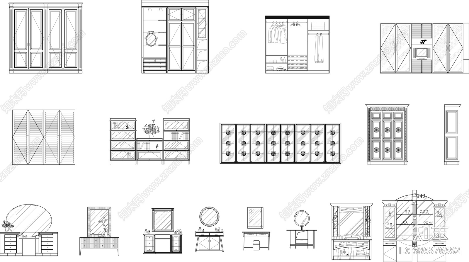 CAD家具图库cad施工图下载【ID:686376682】