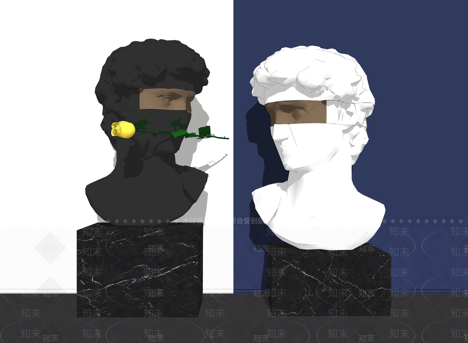 欧式人物雕塑SU模型下载【ID:686383880】