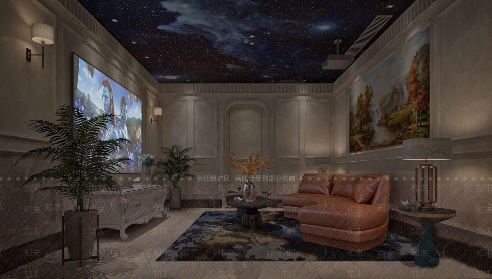 欧式古典影音室3D模型下载【ID:986385070】