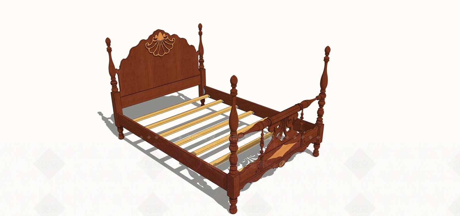 欧式单人床SU模型下载【ID:586392167】