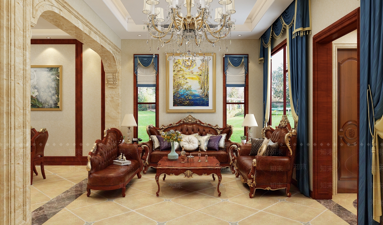 欧式古典客餐厅3D模型下载【ID:786400868】