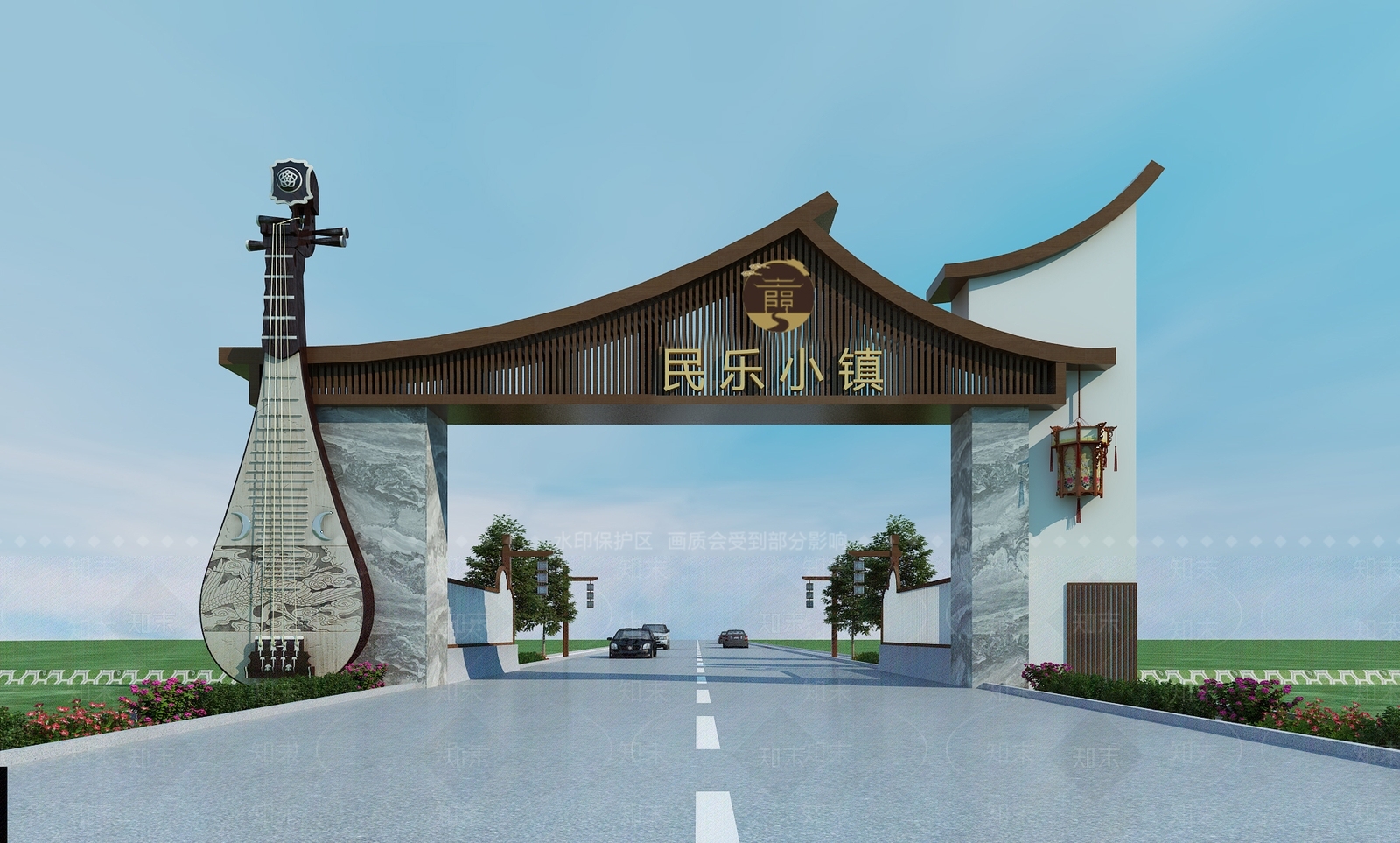 中式门楼3D模型下载【ID:886408689】