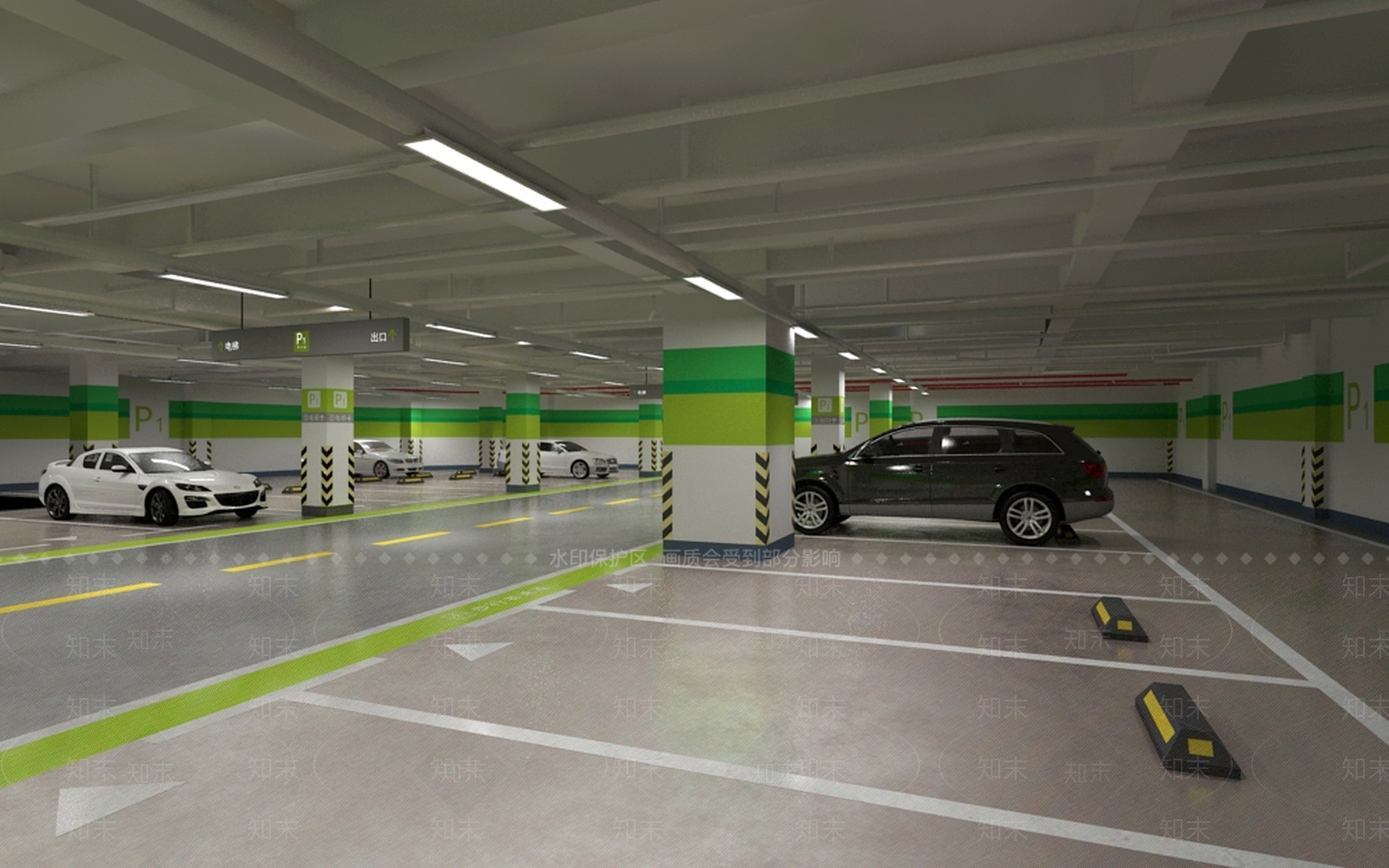 现代地下停车场3D模型下载【ID:287177612】