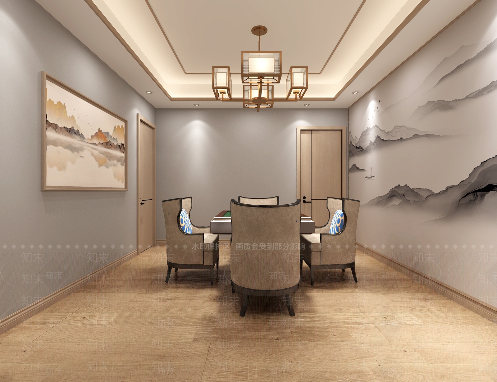 新中式棋牌室3D模型下载【ID:986441922】