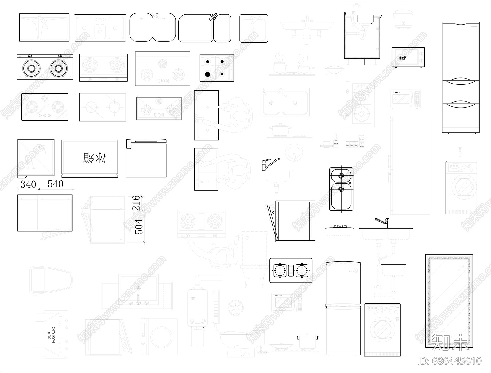 CAD家具素材图库施工图下载【ID:686445610】