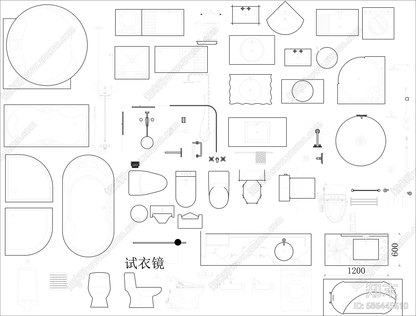 CAD家具素材图库施工图下载【ID:686445610】