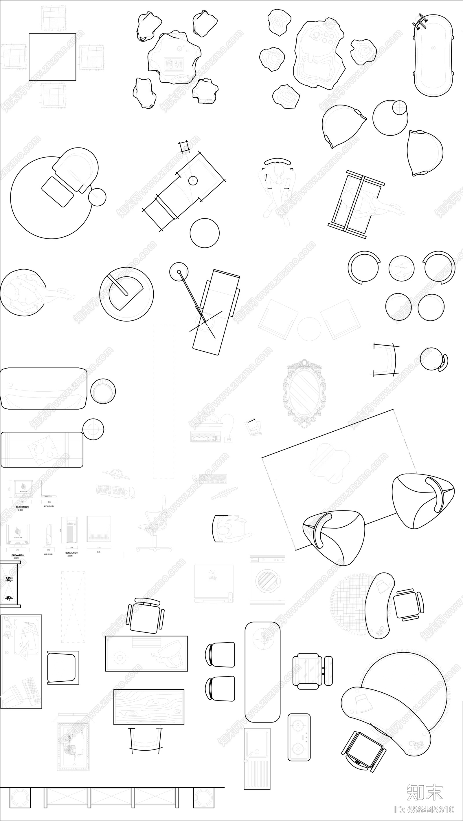 CAD家具素材图库施工图下载【ID:686445610】