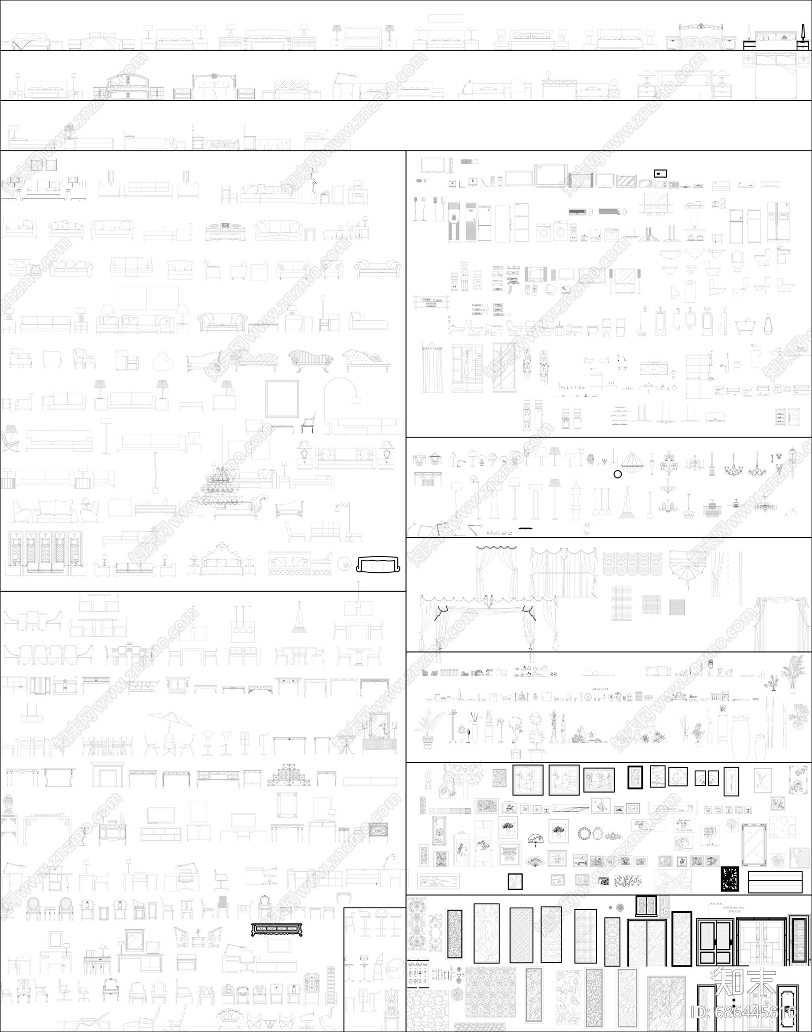 CAD家具素材图库施工图下载【ID:686445610】