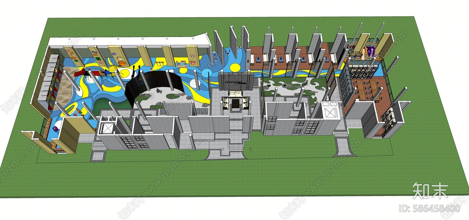现代儿童游乐区SU模型下载【ID:586458400】