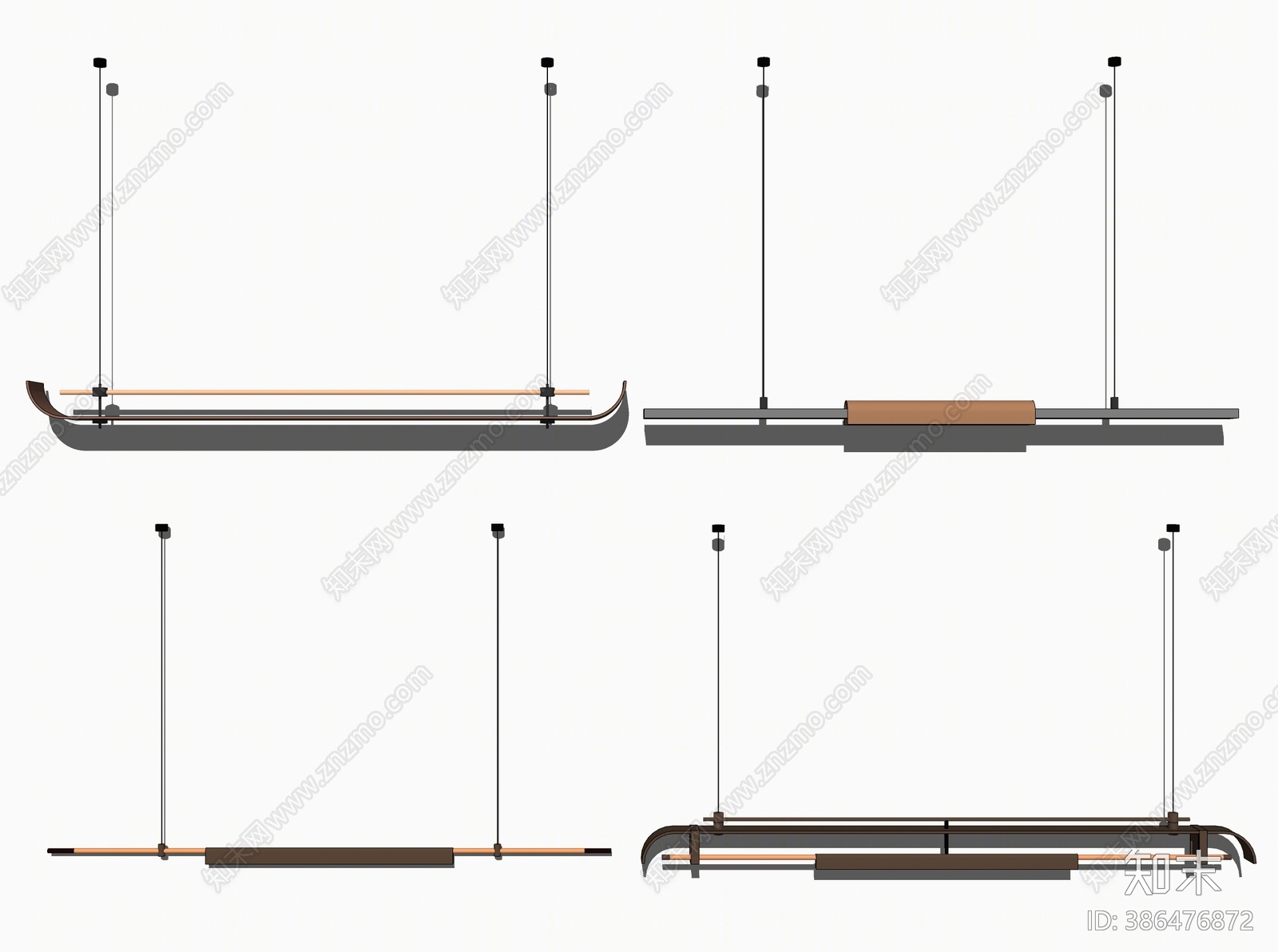 现代条形吊灯su模型下载【id:386476872】
