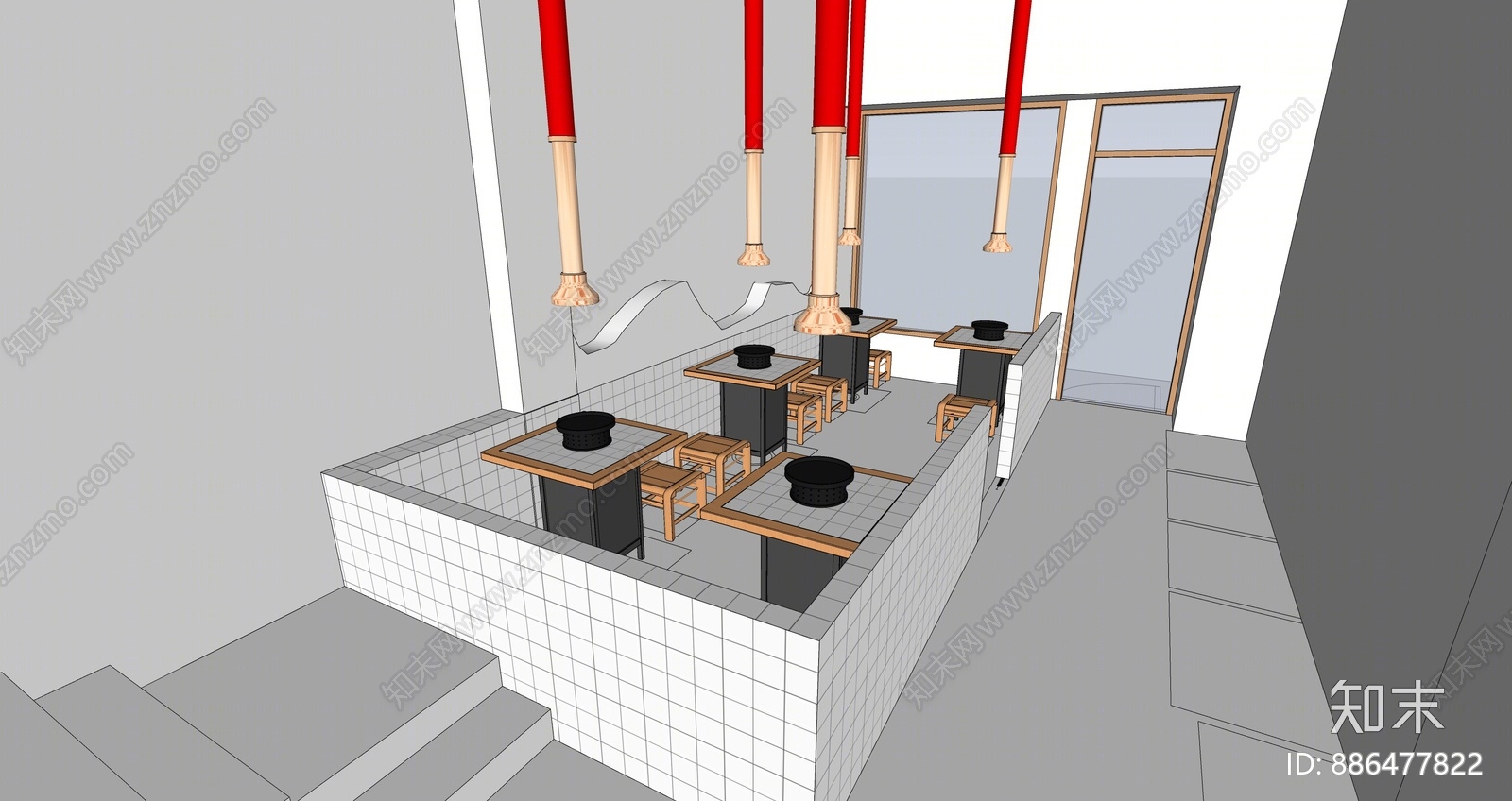 现代火锅店SU模型下载【ID:886477822】