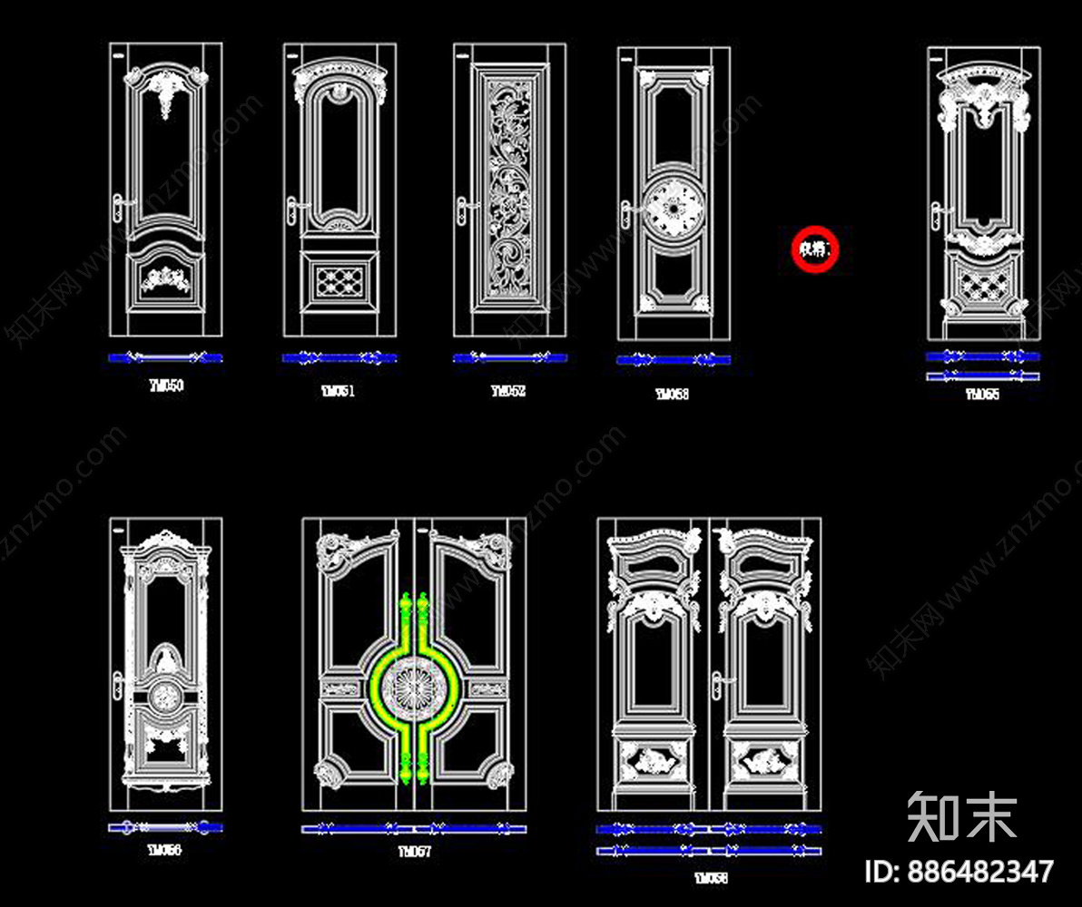 门套CAD图库cad施工图下载【ID:886482347】