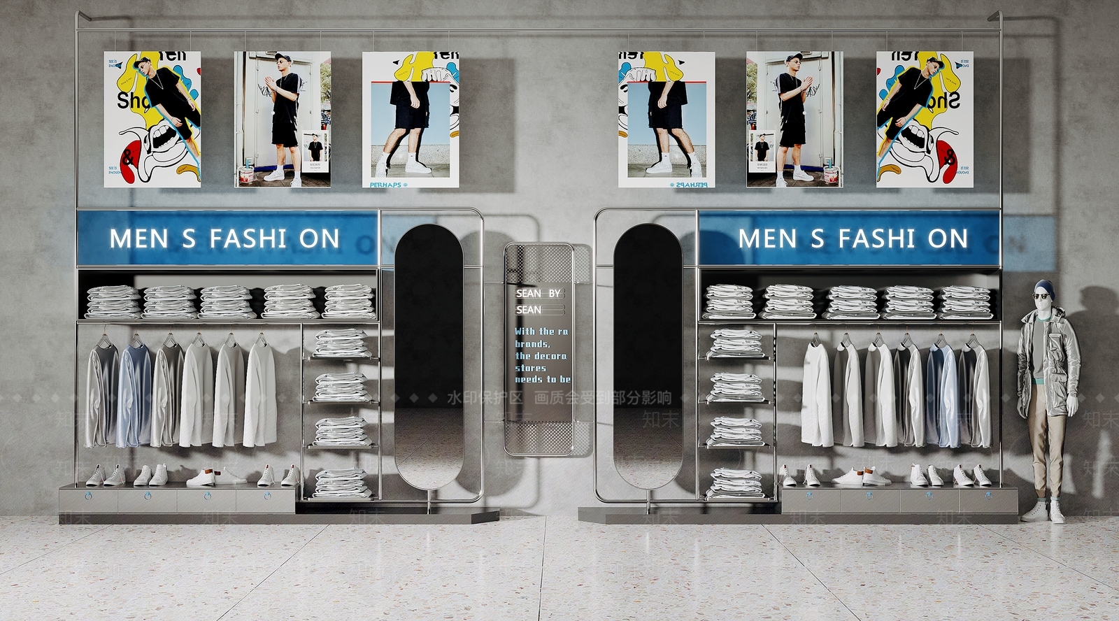 现代服装架子3D模型下载【ID:386755261】