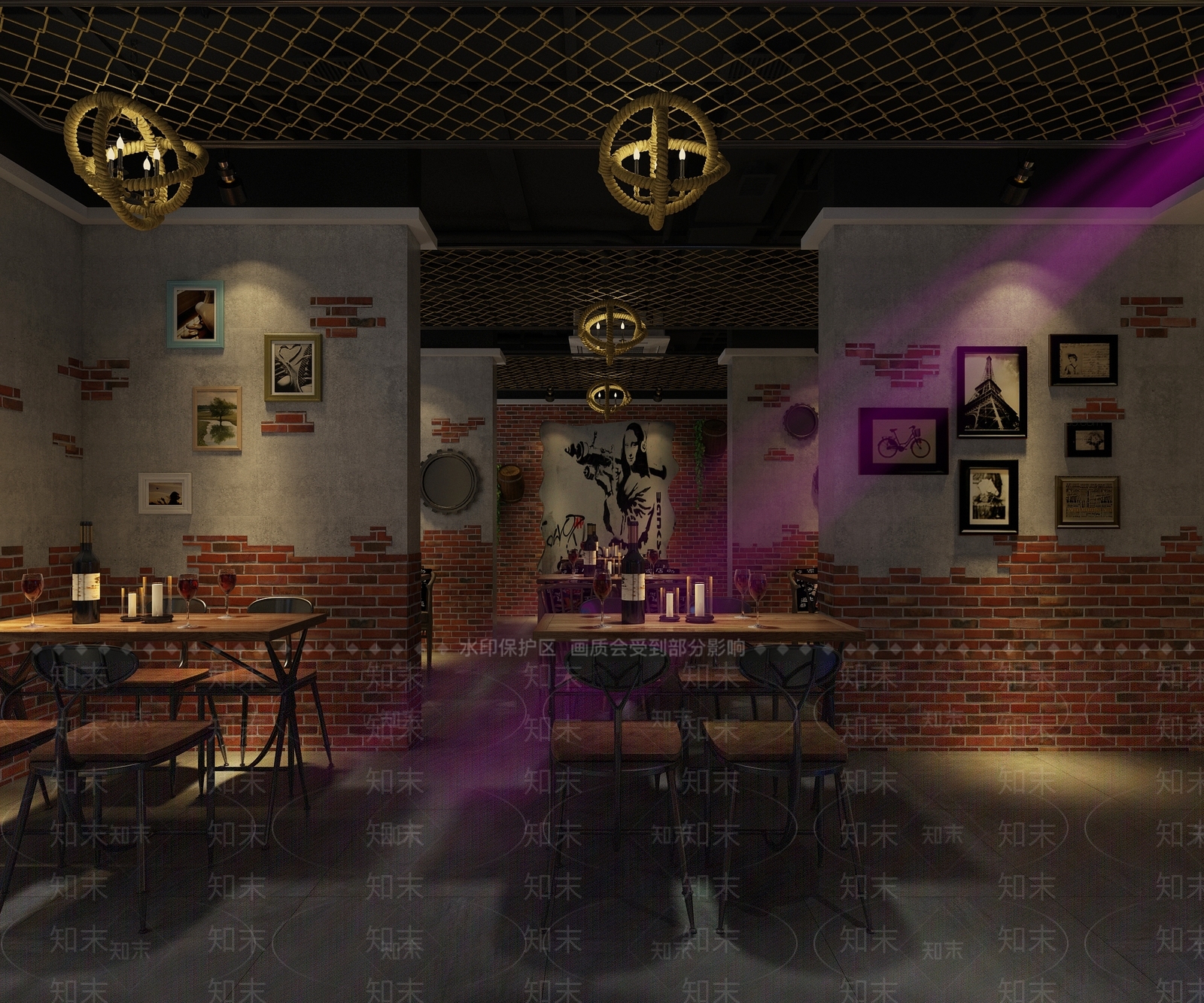 工业风音乐餐厅3D模型下载【ID:286497695】