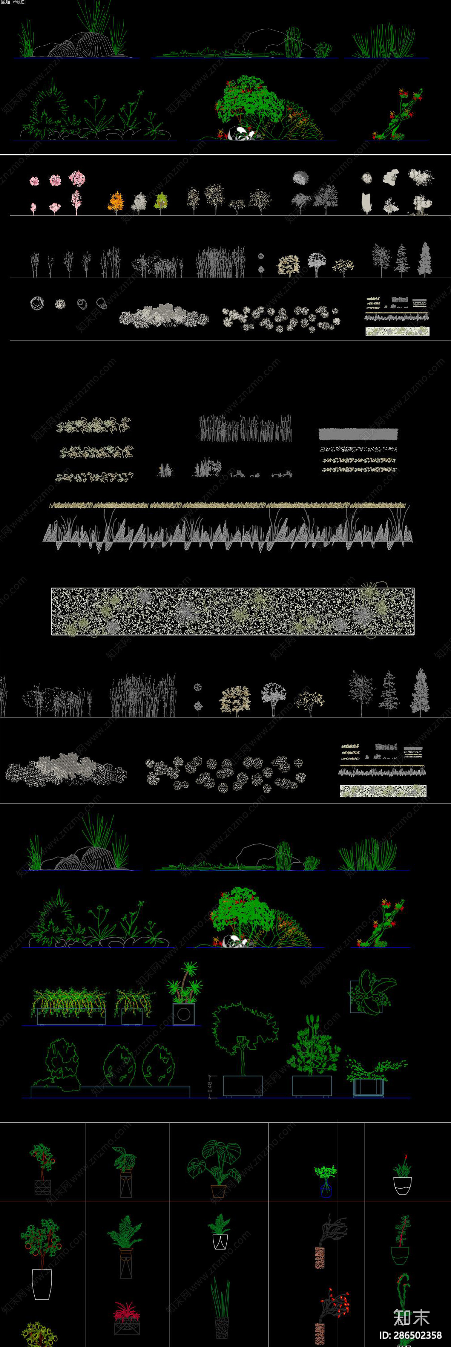 植物CAD图库cad施工图下载【ID:286502358】