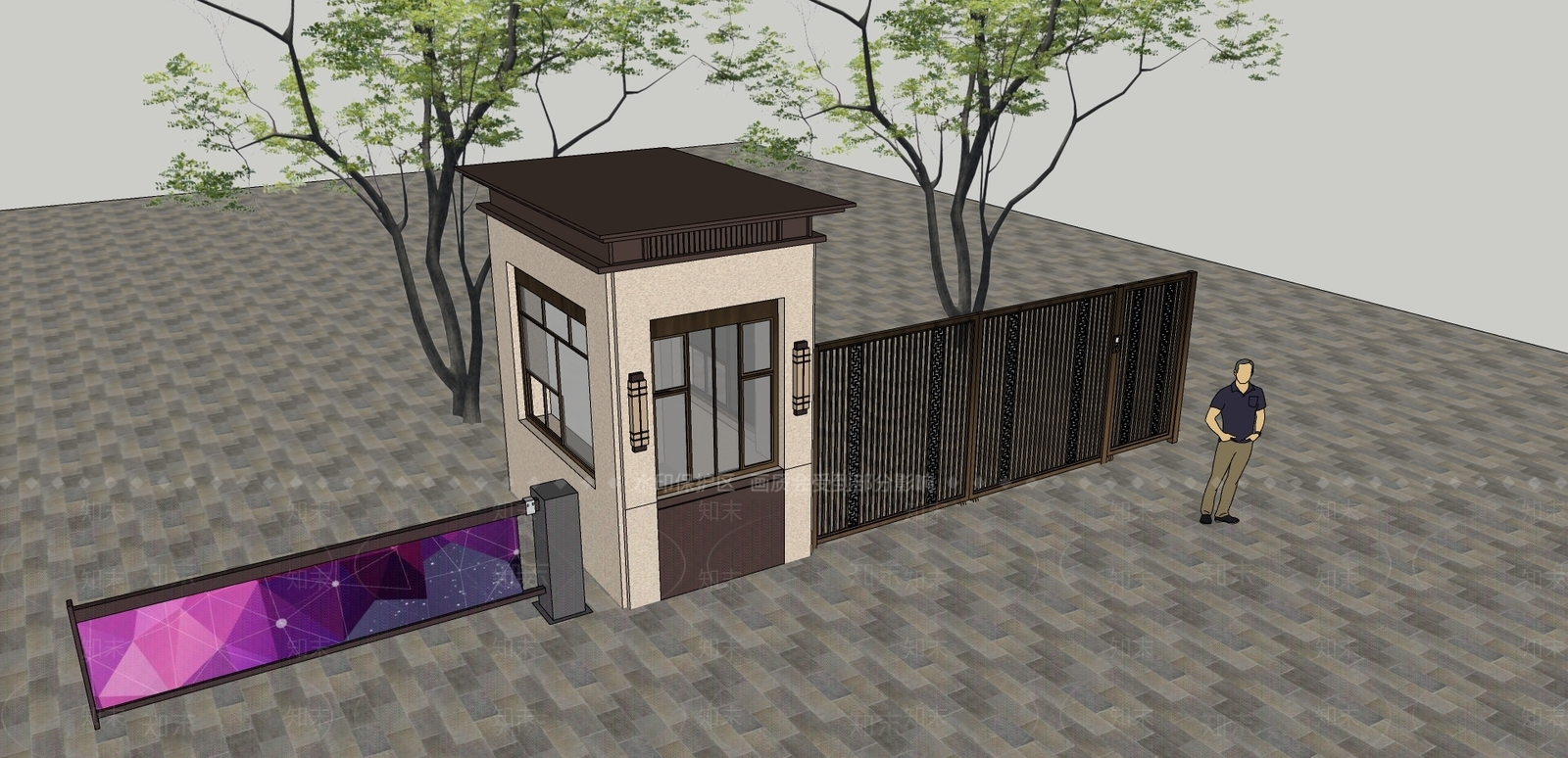 现代风格亭子SU模型下载【ID:486534862】