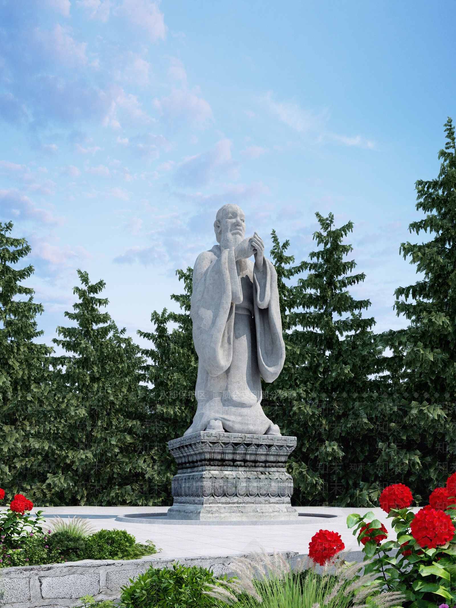 现代孔子雕像3D模型下载【ID:886539304】