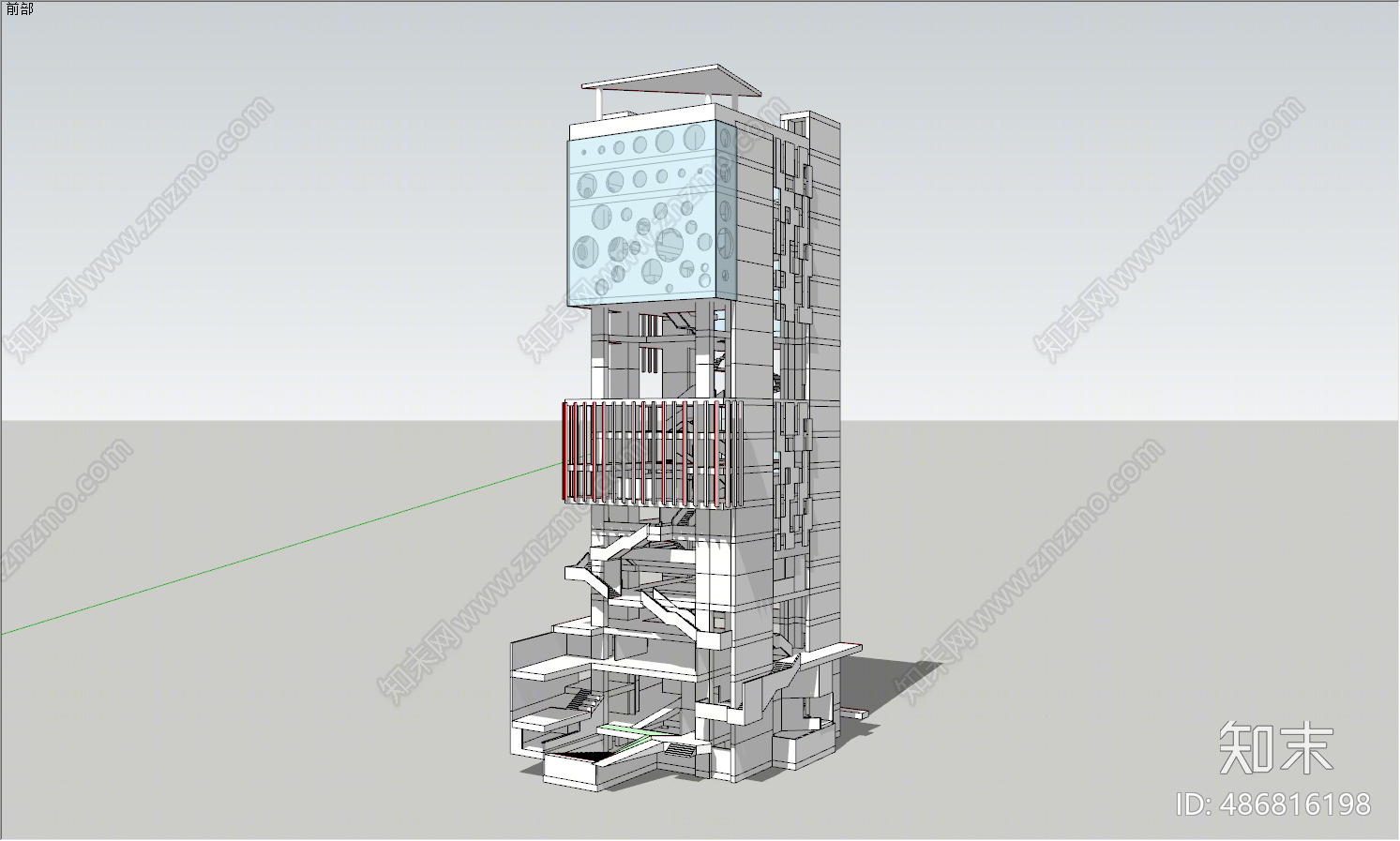 现代多层商业建筑外观SU模型下载【ID:486816198】