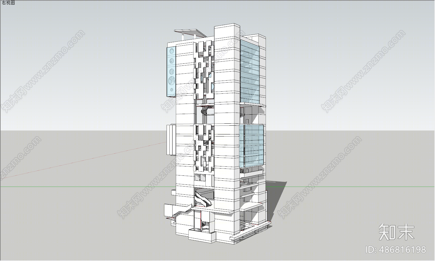 现代多层商业建筑外观SU模型下载【ID:486816198】