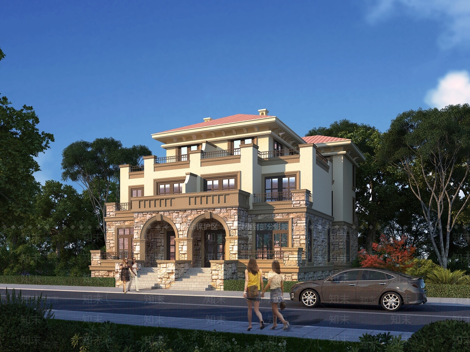 西班牙双拼别墅SU模型下载【ID:286547532】