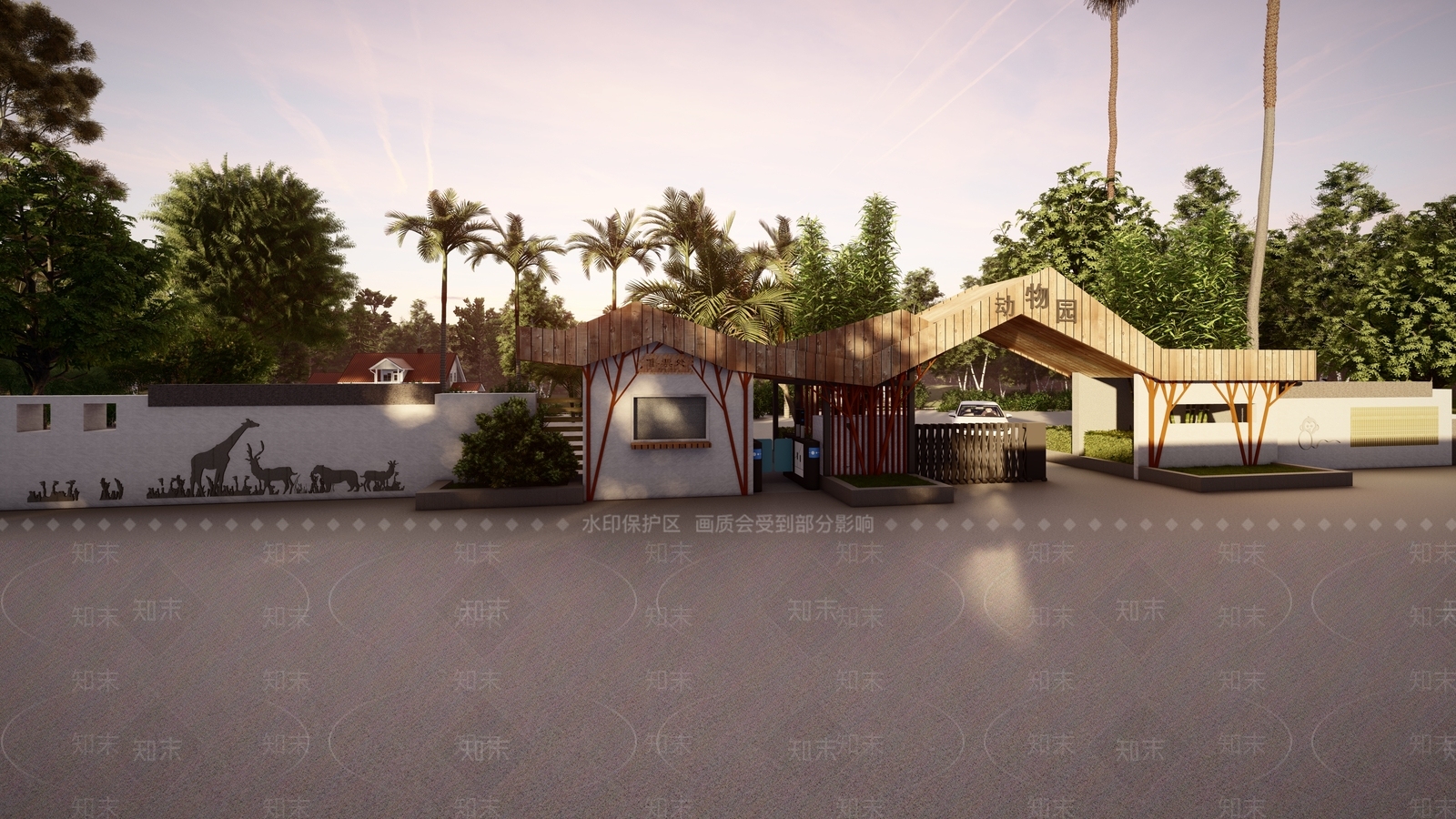 现代风格动物园大门SU模型下载【ID:586547779】