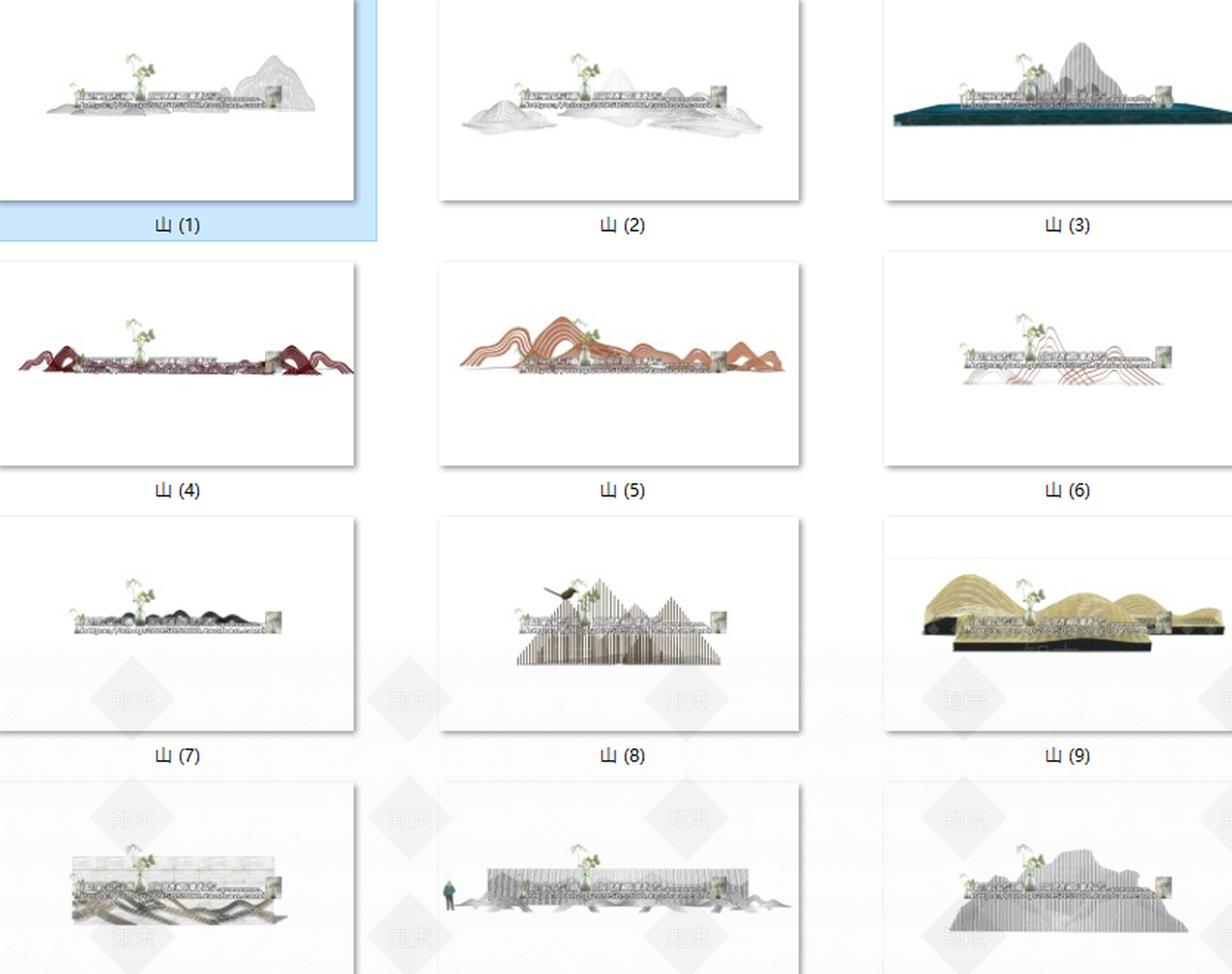 现代山水雕塑小品SU模型下载【ID:686558686】