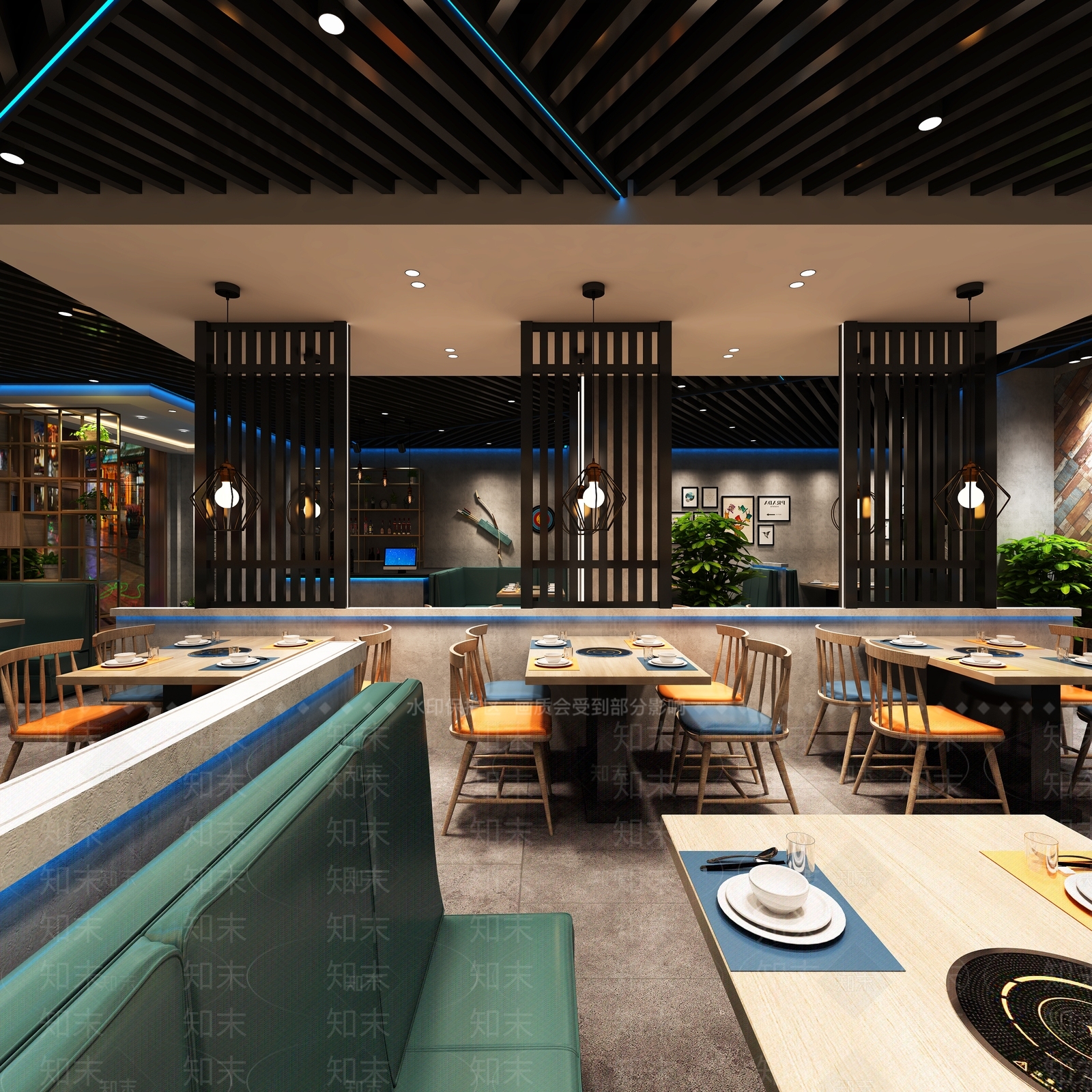 工业风烧烤店3D模型下载【ID:386565472】