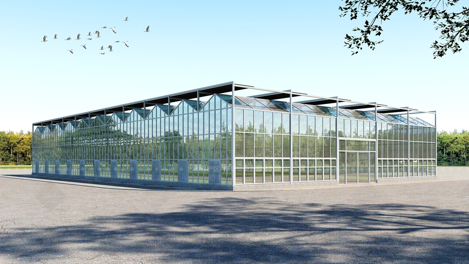 现代温室大棚3D模型下载【ID:986573980】