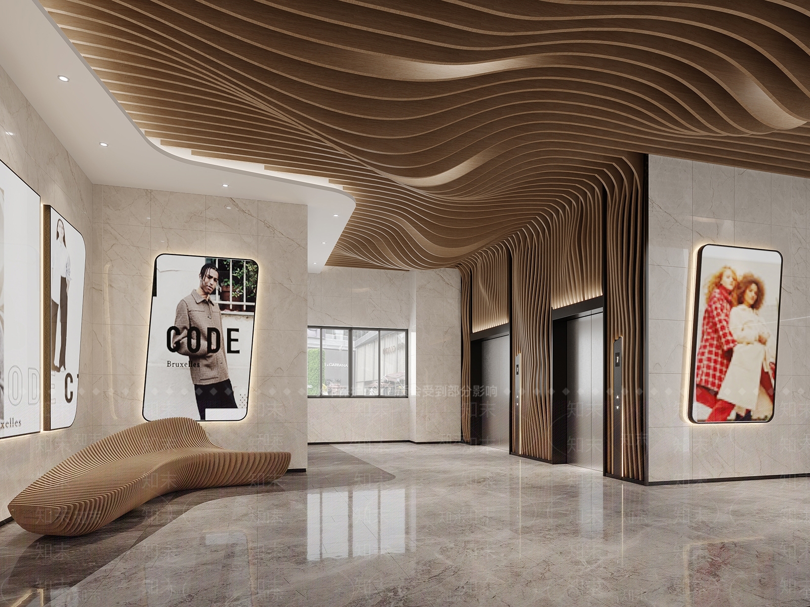现代电梯厅3D模型下载【ID:486834055】
