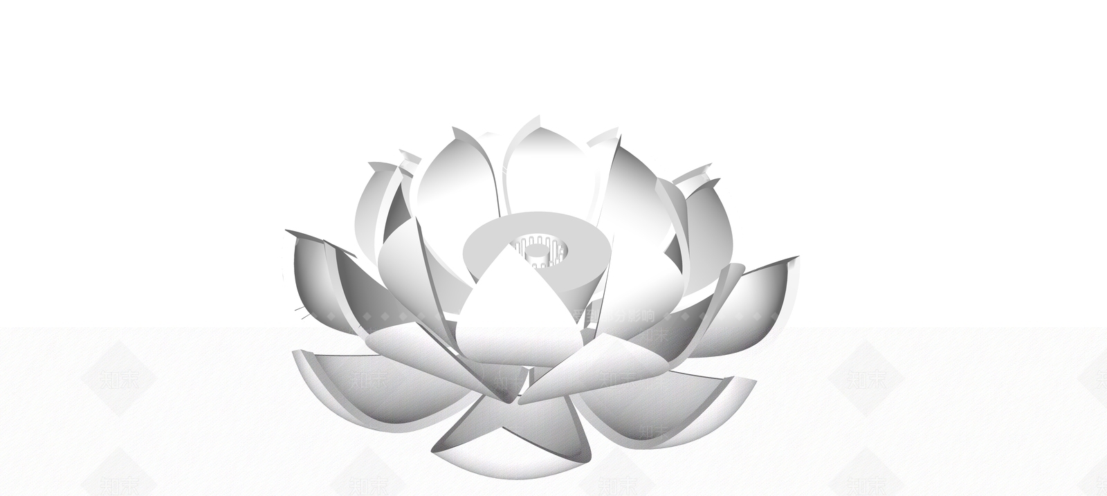 现代莲花雕塑SU模型下载【ID:686599624】