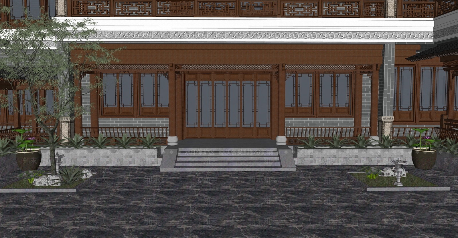 中式四合院SU模型下载【ID:386634273】
