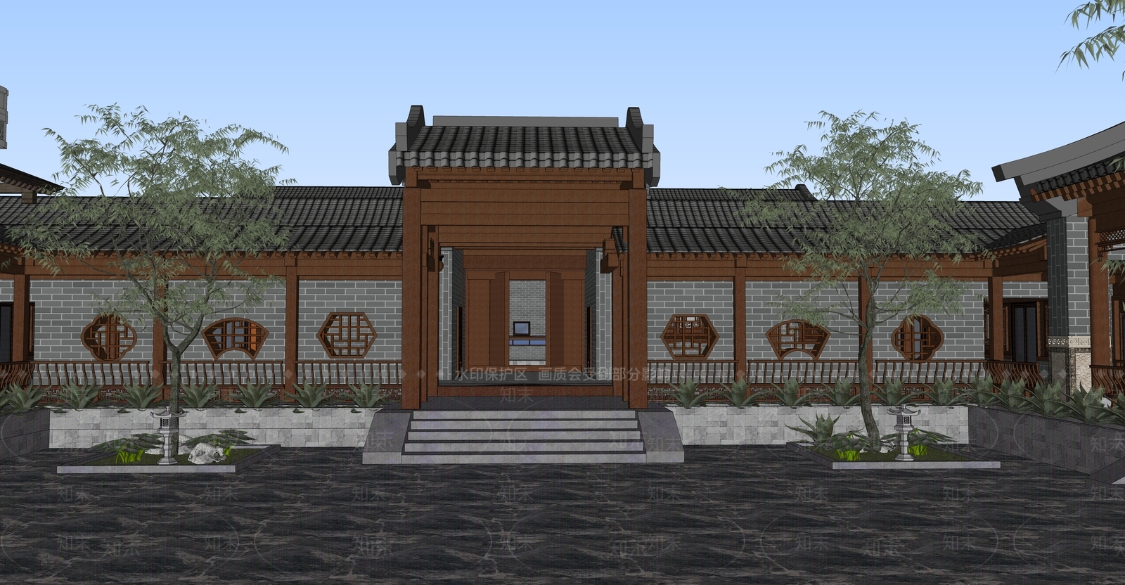 中式四合院SU模型下载【ID:386634273】