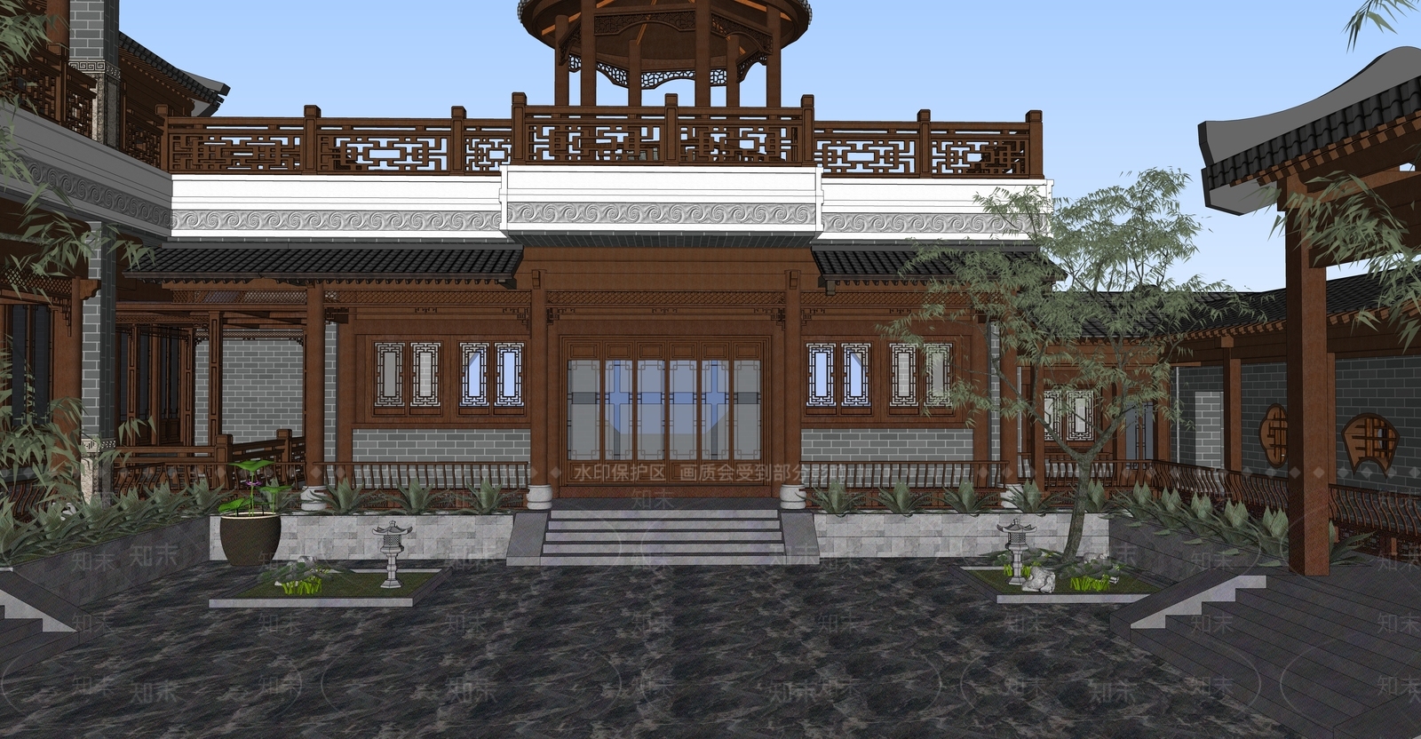 中式四合院SU模型下载【ID:386634273】