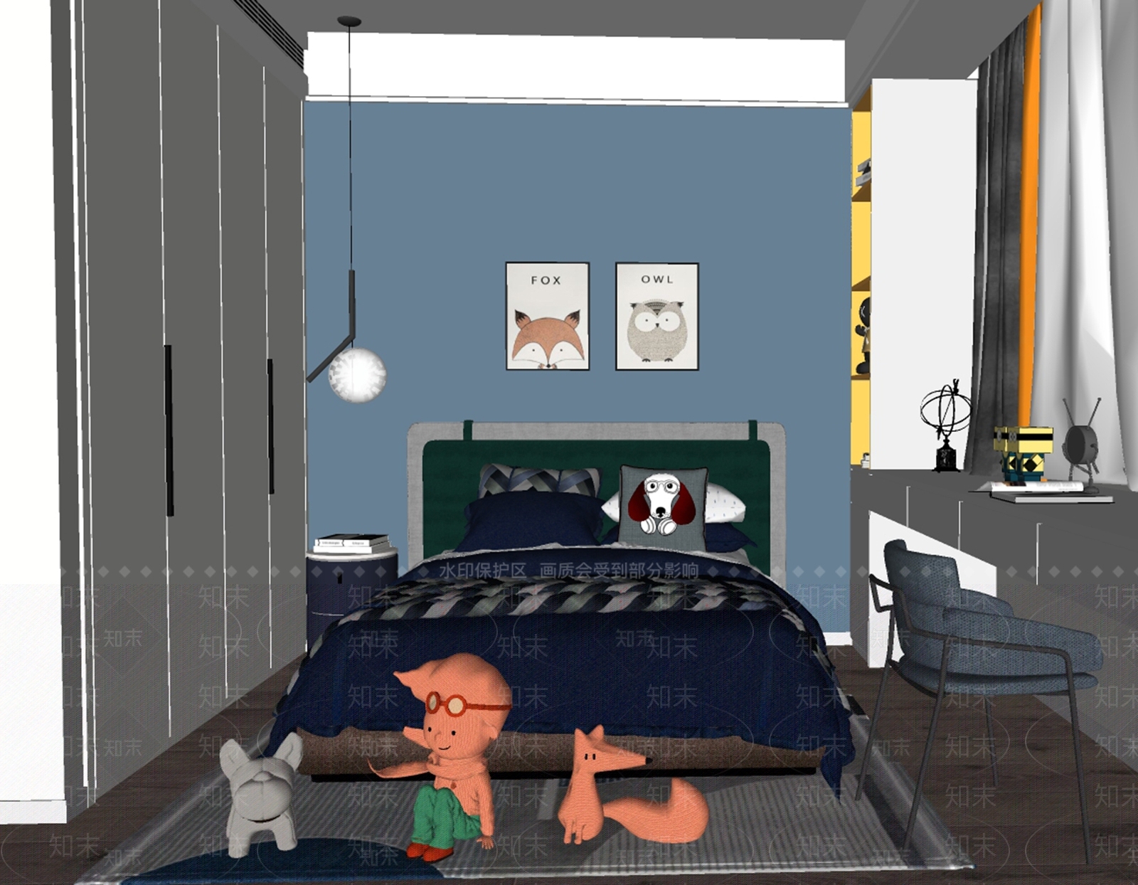 北欧儿童房SU模型下载【ID:286718801】