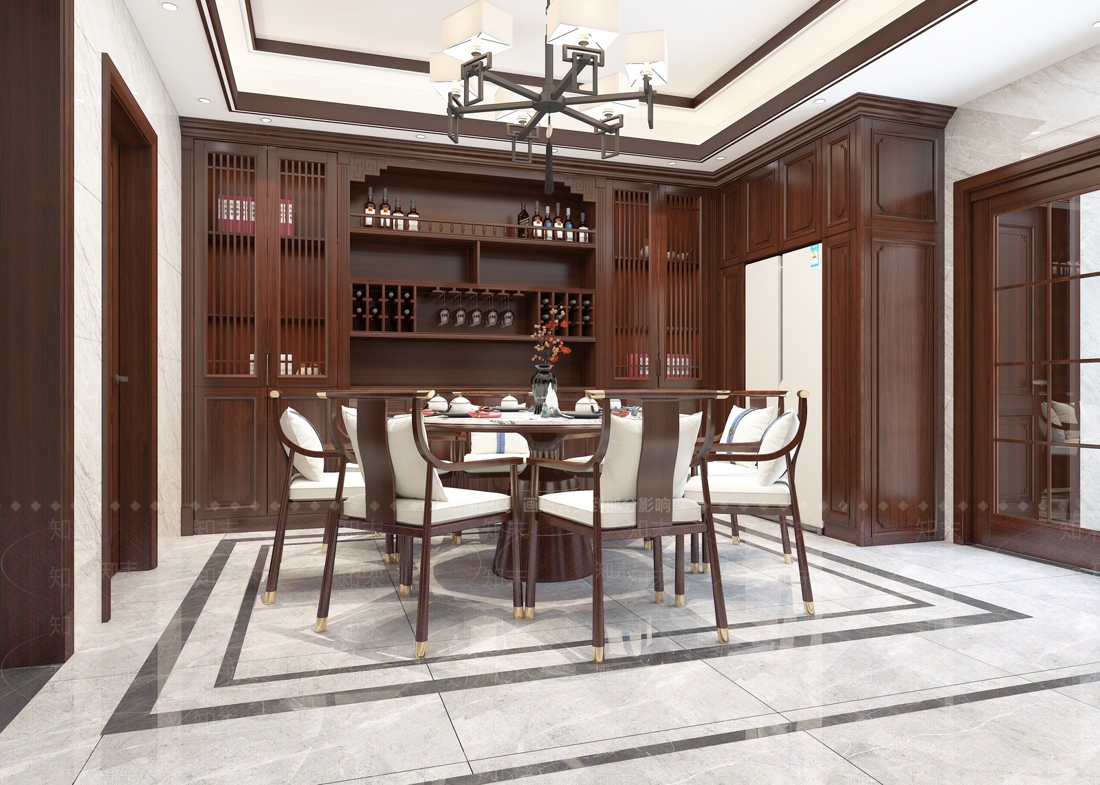 中式客餐厅3D模型下载【ID:886734352】